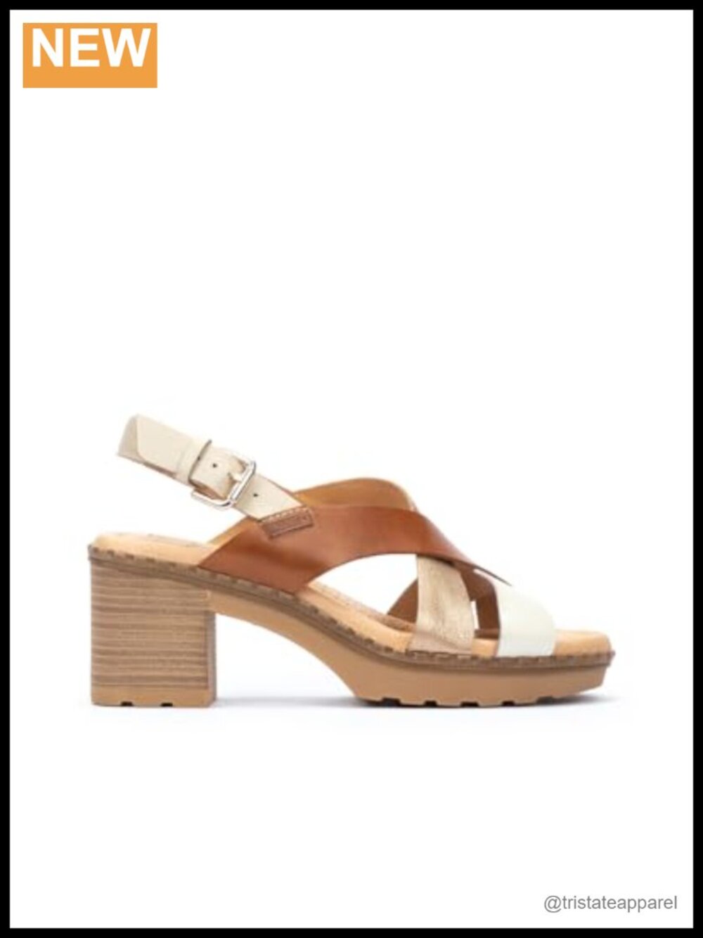 Block Heeled Sandal Leather Open Toe Buckle Lightweight